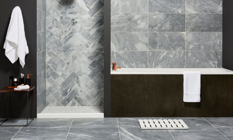 Original Style Earthworks Castel Marble grey bathroom tiles