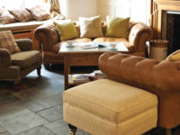 Original Style Earthworks Burnt Sienna Slate Floor Tiles In Living Room