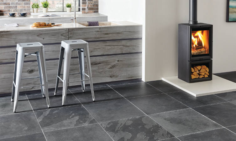 Original Style Earthworks Slate Floor Tiles In Kitchen